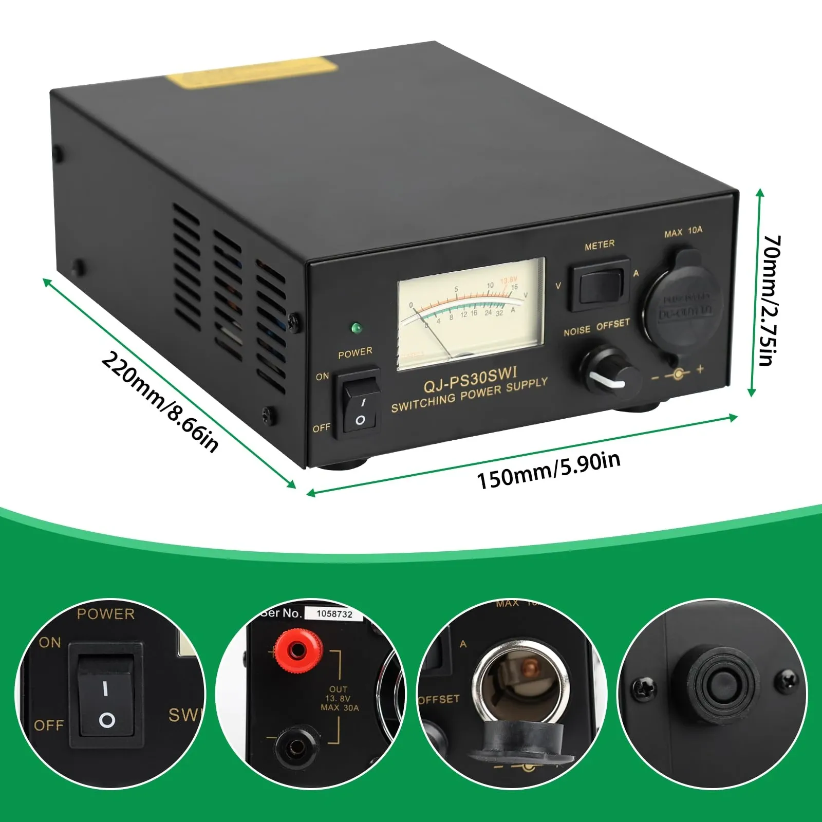 Jaogau 13.8V 30A switching power supply for UK ham radio base stations